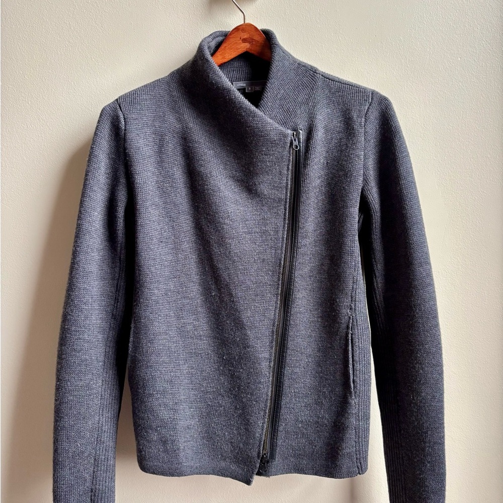 Vince 100% wool zip cardigan small